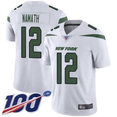 Nike Jets #12 Joe Namath White Stitched NFL 100th Season Vapor Limited Jersey