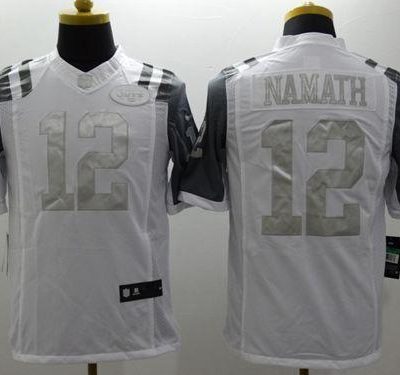 Nike Jets #12 Joe Namath White Stitched NFL Limited Platinum Jersey