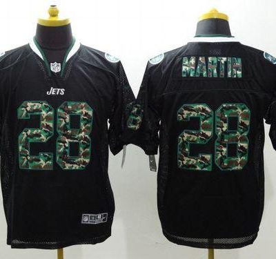 Nike Jets #28 Curtis Martin Black Stitched NFL Elite Camo Fashion Jersey