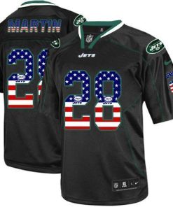 Nike Jets #28 Curtis Martin Black Stitched NFL Elite USA Flag Fashion Jersey
