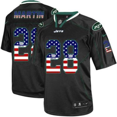 Nike Jets #28 Curtis Martin Black Stitched NFL Elite USA Flag Fashion Jersey