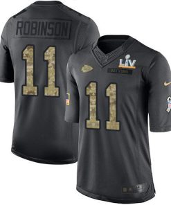 Nike Kansas City Chiefs #11 Demarcus Robinson Black Super Bowl LV Bound Stitched NFL Limited 2016 Salute to Service Jersey