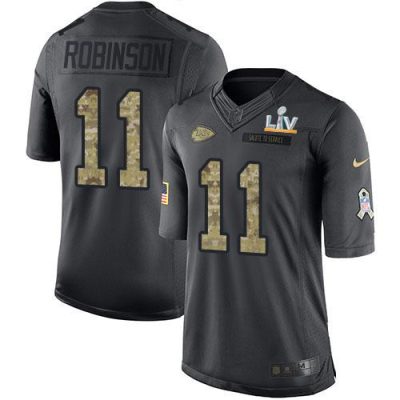 Nike Kansas City Chiefs #11 Demarcus Robinson Black Super Bowl LV Bound Stitched NFL Limited 2016 Salute to Service Jersey