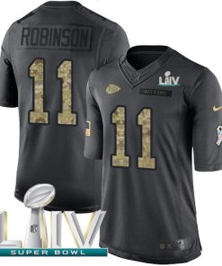 Nike Kansas City Chiefs #11 Demarcus Robinson Black Super Bowl LIV 2020 Stitched NFL Limited 2016 Salute to Service Jersey