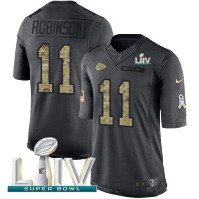 Nike Kansas City Chiefs #11 Demarcus Robinson Black Super Bowl LIV 2020 Stitched NFL Limited 2016 Salute to Service Jersey