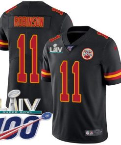 Nike Kansas City Chiefs #11 Demarcus Robinson Black Super Bowl LIV 2020 Stitched NFL Limited Rush 100th Season Jersey