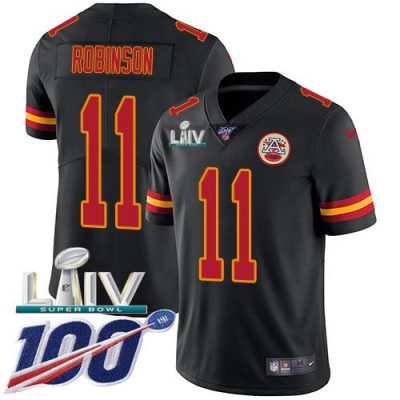 Nike Kansas City Chiefs #11 Demarcus Robinson Black Super Bowl LIV 2020 Stitched NFL Limited Rush 100th Season Jersey