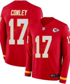 Nike Kansas City Chiefs #17 Chris Conley Red Team Color Stitched NFL Limited Therma Long Sleeve Jersey