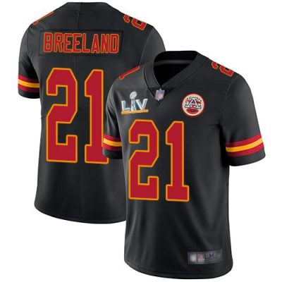 Nike Kansas City Chiefs #21 Bashaud Breeland Black Super Bowl LV Bound Stitched NFL Limited Rush Jersey
