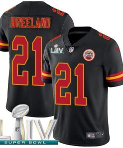 Nike Kansas City Chiefs #21 Bashaud Breeland Black Super Bowl LIV 2020 Stitched NFL Limited Rush Jersey
