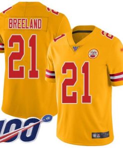 Nike Kansas City Chiefs #21 Bashaud Breeland Gold Stitched NFL Limited Inverted Legend 100th Season Jersey