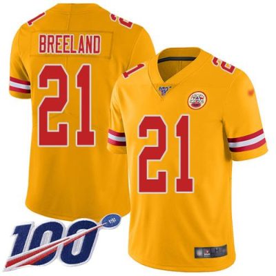Nike Kansas City Chiefs #21 Bashaud Breeland Gold Stitched NFL Limited Inverted Legend 100th Season Jersey