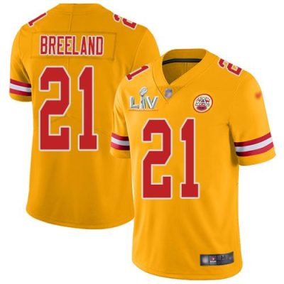 Nike Kansas City Chiefs #21 Bashaud Breeland Gold Super Bowl LV Bound Stitched NFL Limited Inverted Legend Jersey