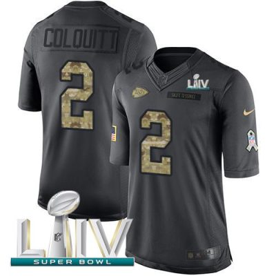 Nike Kansas City Chiefs #2 Dustin Colquitt Black Super Bowl LIV 2020 Stitched NFL Limited 2016 Salute to Service Jersey