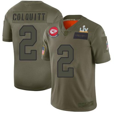 Nike Kansas City Chiefs #2 Dustin Colquitt Camo Super Bowl LV Bound Stitched NFL Limited 2019 Salute To Service Jersey