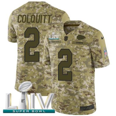 Nike Kansas City Chiefs #2 Dustin Colquitt Camo Super Bowl LIV 2020 Stitched NFL Limited 2018 Salute To Service Jersey