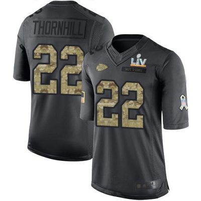 Nike Kansas City Chiefs #22 Juan Thornhill Black Super Bowl LV Bound Stitched NFL Limited 2016 Salute to Service Jersey