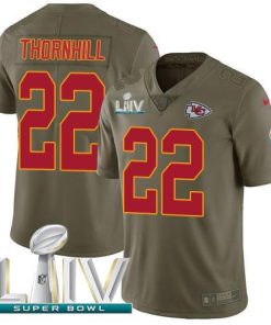 Nike Kansas City Chiefs #22 Juan Thornhill Olive Super Bowl LIV 2020 Stitched NFL Limited 2017 Salute To Service Jersey