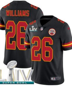 Nike Kansas City Chiefs #26 Damien Williams Black Super Bowl LIV 2020 Stitched NFL Limited Rush Jersey