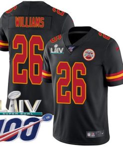Nike Kansas City Chiefs #26 Damien Williams Black Super Bowl LIV 2020 Stitched NFL Limited Rush 100th Season Jersey
