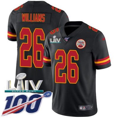 Nike Kansas City Chiefs #26 Damien Williams Black Super Bowl LIV 2020 Stitched NFL Limited Rush 100th Season Jersey