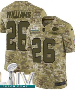 Nike Kansas City Chiefs #26 Damien Williams Camo Super Bowl LIV 2020 Stitched NFL Limited 2018 Salute To Service Jersey