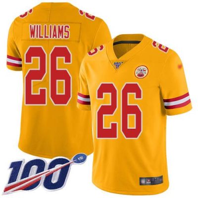 Nike Kansas City Chiefs #26 Damien Williams Gold Stitched NFL Limited Inverted Legend 100th Season Jersey