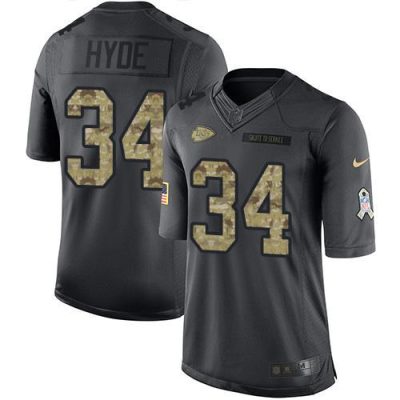 Nike Kansas City Chiefs #34 Carlos Hyde Black Stitched NFL Limited 2016 Salute to Service Jersey