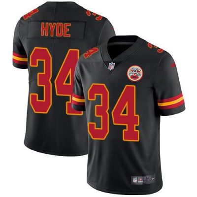 Nike Kansas City Chiefs #34 Carlos Hyde Black Stitched NFL Limited Rush Jersey