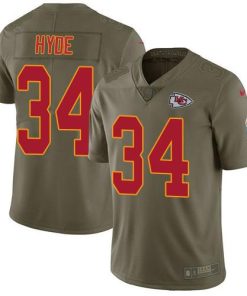 Nike Kansas City Chiefs #34 Carlos Hyde Olive Stitched NFL Limited 2017 Salute to Service Jersey