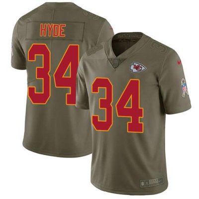 Nike Kansas City Chiefs #34 Carlos Hyde Olive Stitched NFL Limited 2017 Salute to Service Jersey