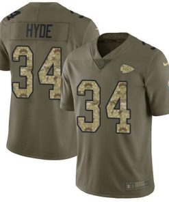 Nike Kansas City Chiefs #34 Carlos Hyde Olive/Camo Stitched NFL Limited 2017 Salute To Service Jersey