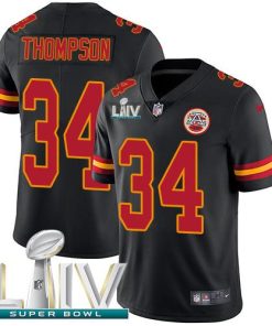 Nike Kansas City Chiefs #34 Darwin Thompson Black Super Bowl LIV 2020 Stitched NFL Limited Rush Jersey