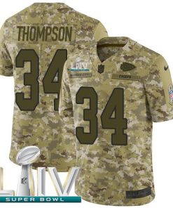 Nike Kansas City Chiefs #34 Darwin Thompson Camo Super Bowl LIV 2020 Stitched NFL Limited 2018 Salute To Service Jersey