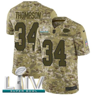 Nike Kansas City Chiefs #34 Darwin Thompson Camo Super Bowl LIV 2020 Stitched NFL Limited 2018 Salute To Service Jersey