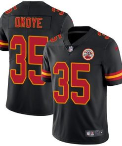 Nike Kansas City Chiefs #35 Christian Okoye Black Stitched NFL Limited Rush Jersey