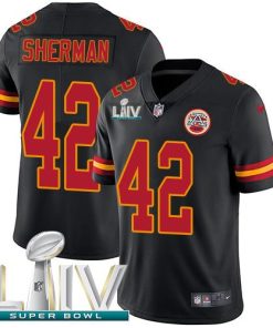 Nike Kansas City Chiefs #42 Anthony Sherman Black Super Bowl LIV 2020 Stitched NFL Limited Rush Jersey