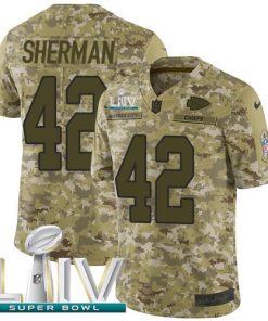 Nike Kansas City Chiefs #42 Anthony Sherman Camo Super Bowl LIV 2020 Stitched NFL Limited 2018 Salute To Service Jersey