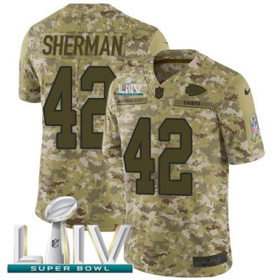 Nike Kansas City Chiefs #42 Anthony Sherman Camo Super Bowl LIV 2020 Stitched NFL Limited 2018 Salute To Service Jersey