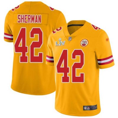 Nike Kansas City Chiefs #42 Anthony Sherman Gold Super Bowl LV Bound Stitched NFL Limited Inverted Legend Jersey