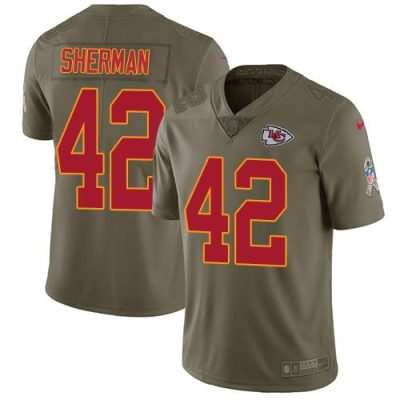 Nike Kansas City Chiefs #42 Anthony Sherman Olive Stitched NFL Limited 2017 Salute To Service Jersey