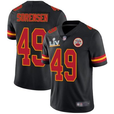 Nike Kansas City Chiefs #49 Daniel Sorensen Black Super Bowl LV Bound Stitched NFL Limited Rush Jersey