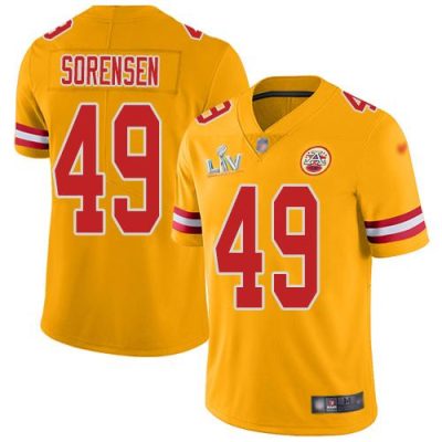 Nike Kansas City Chiefs #49 Daniel Sorensen Gold Super Bowl LV Bound Stitched NFL Limited Inverted Legend Jersey