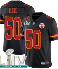 Nike Kansas City Chiefs #50 Darron Lee Black Super Bowl LIV 2020 Stitched NFL Limited Rush Jersey