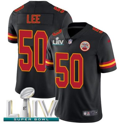 Nike Kansas City Chiefs #50 Darron Lee Black Super Bowl LIV 2020 Stitched NFL Limited Rush Jersey