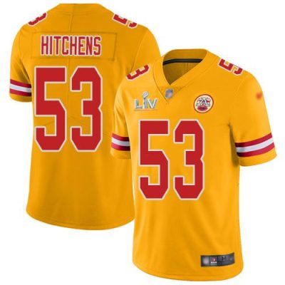 Nike Kansas City Chiefs #53 Anthony Hitchens Gold Super Bowl LV Bound Stitched NFL Limited Inverted Legend Jersey