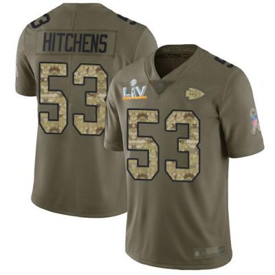 Nike Kansas City Chiefs #53 Anthony Hitchens Olive/Camo Super Bowl LV Bound Stitched NFL Limited 2017 Salute To Service Jersey
