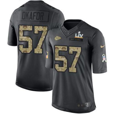 Nike Kansas City Chiefs #57 Alex Okafor Black Super Bowl LV Bound Stitched NFL Limited 2016 Salute to Service Jersey