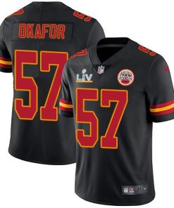 Nike Kansas City Chiefs #57 Alex Okafor Black Super Bowl LV Bound Stitched NFL Limited Rush Jersey