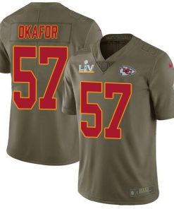 Nike Kansas City Chiefs #57 Alex Okafor Olive Super Bowl LV Bound Stitched NFL Limited 2017 Salute To Service Jersey